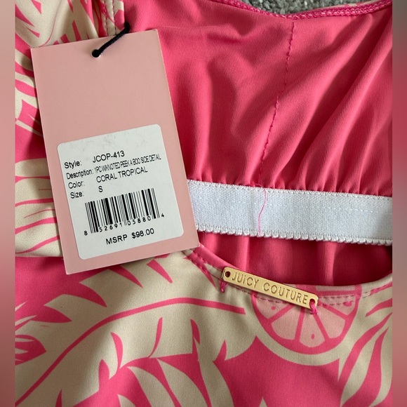 Juicy Couture NWT Coral Tropical One-Piece Swimsuit in Small - Picture 3 of 4